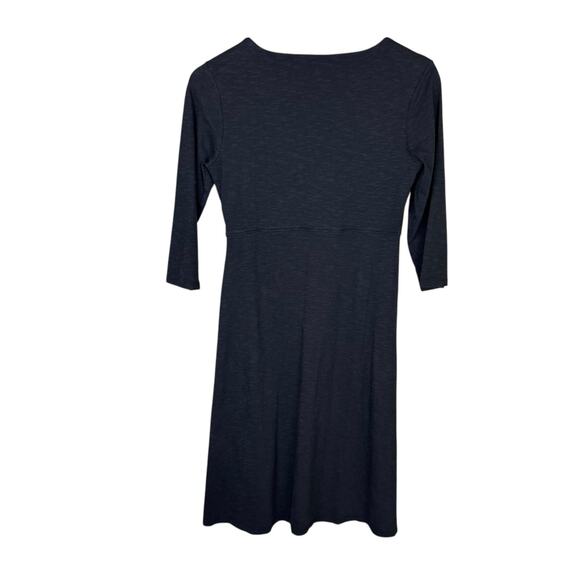 Toad & Co Rosalinda Black Space Dye V-neck 3/4 Sleeve Comfortable Everyday Dress - Picture 11 of 13